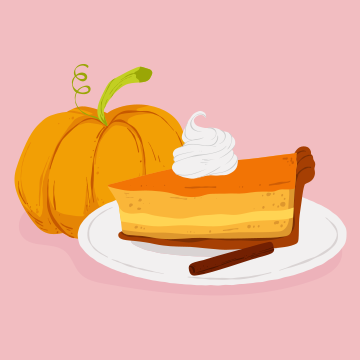 A piece of pie on a plate next to a pumpkin