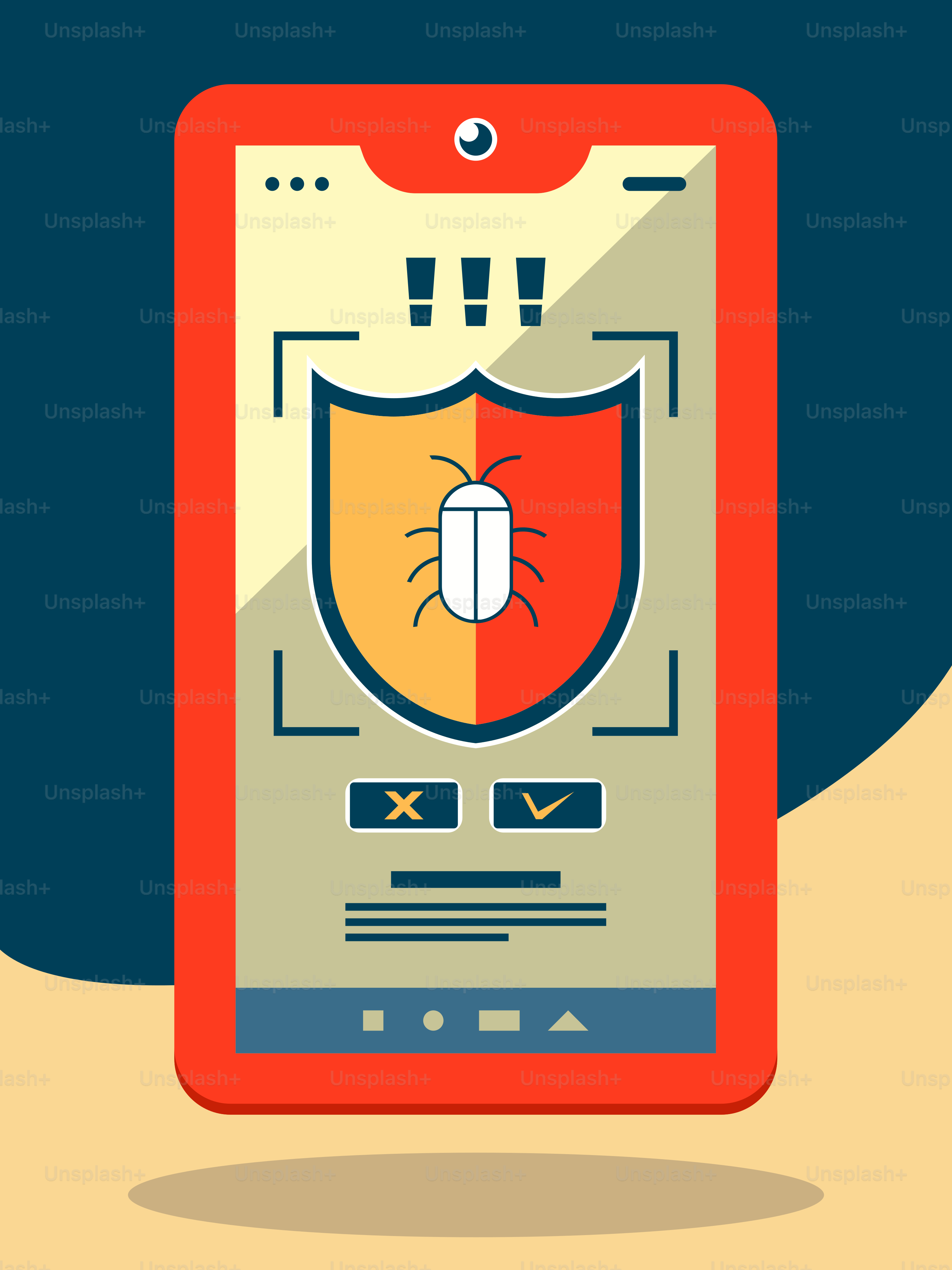Um telefone celular com um escudo na tela