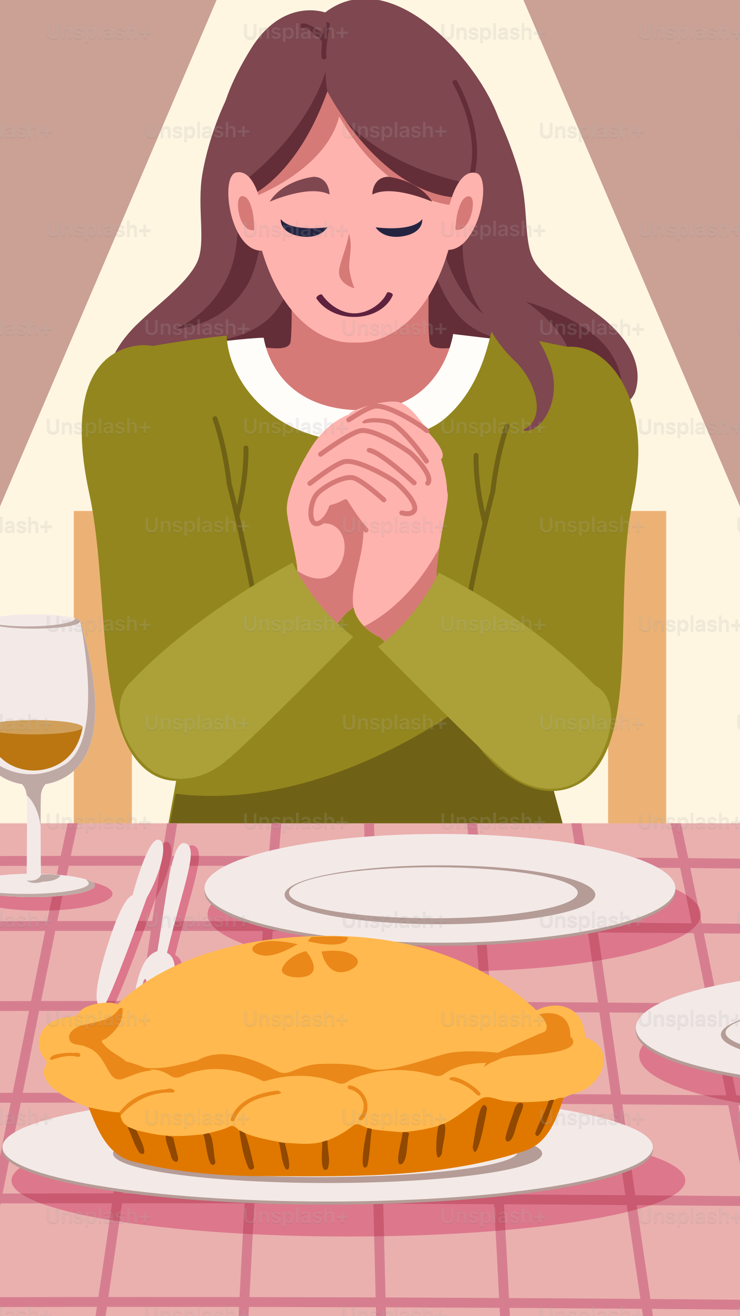 Una mujer sentada en una mesa frente a un pastel