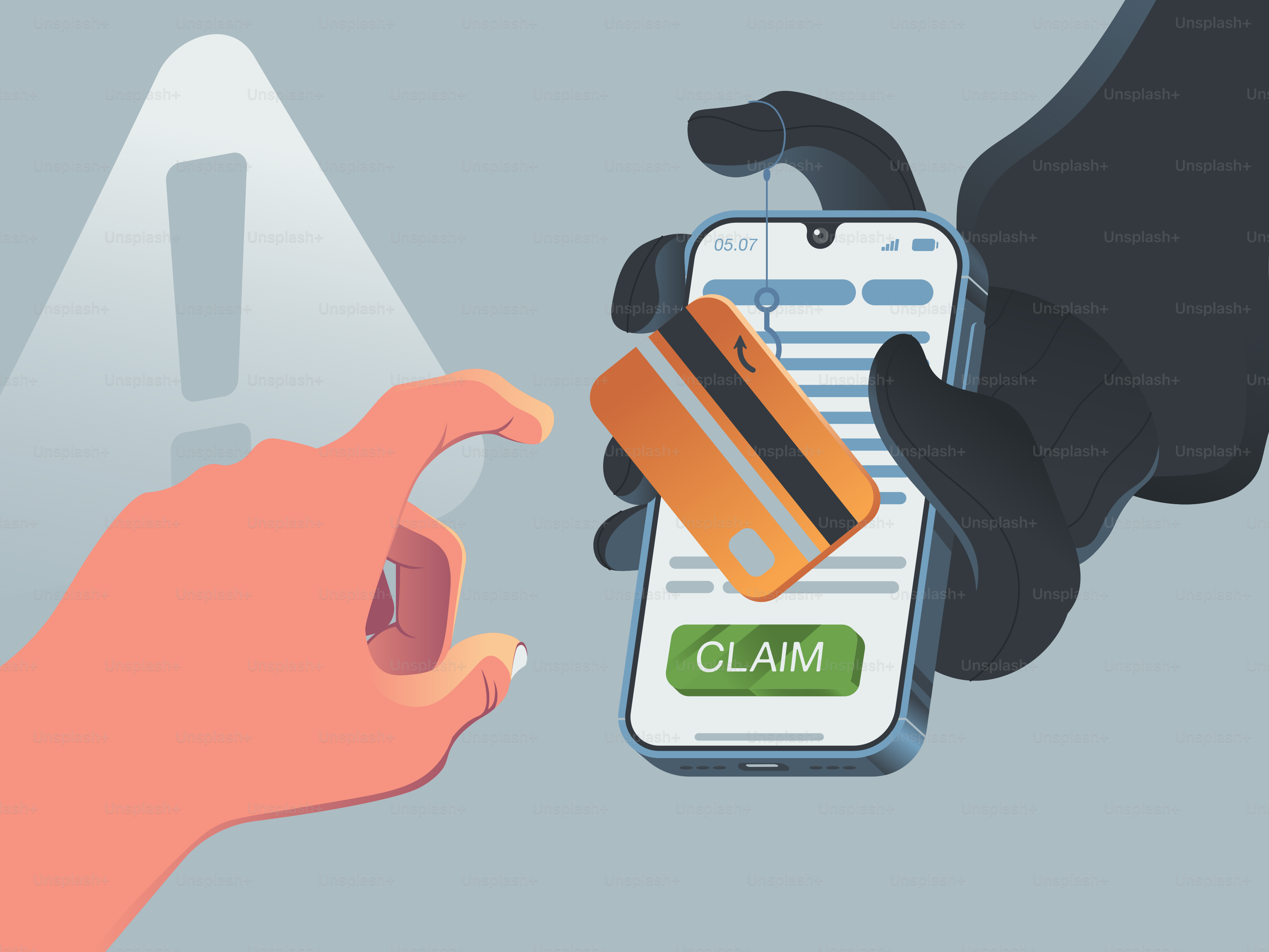 A hand holding a smart phone with a wallet attached to it