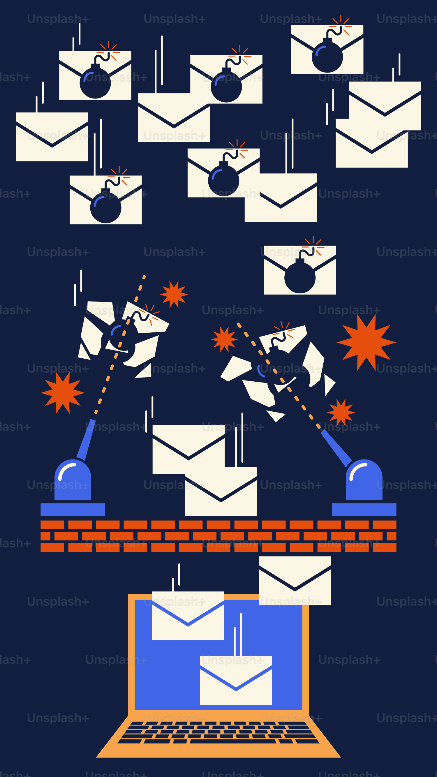 A computer screen with a bunch of mail coming out of it