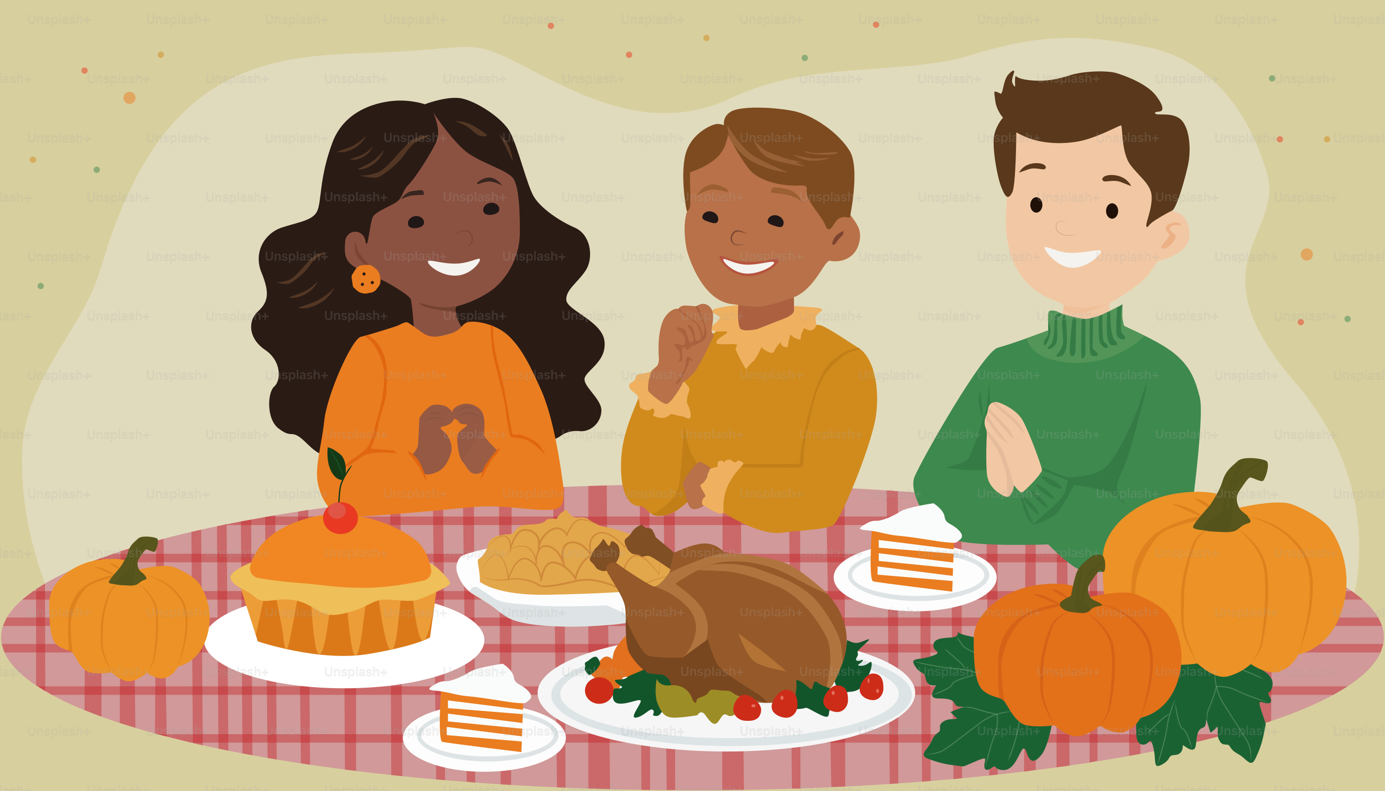 A group of people sitting around a table with a turkey on it