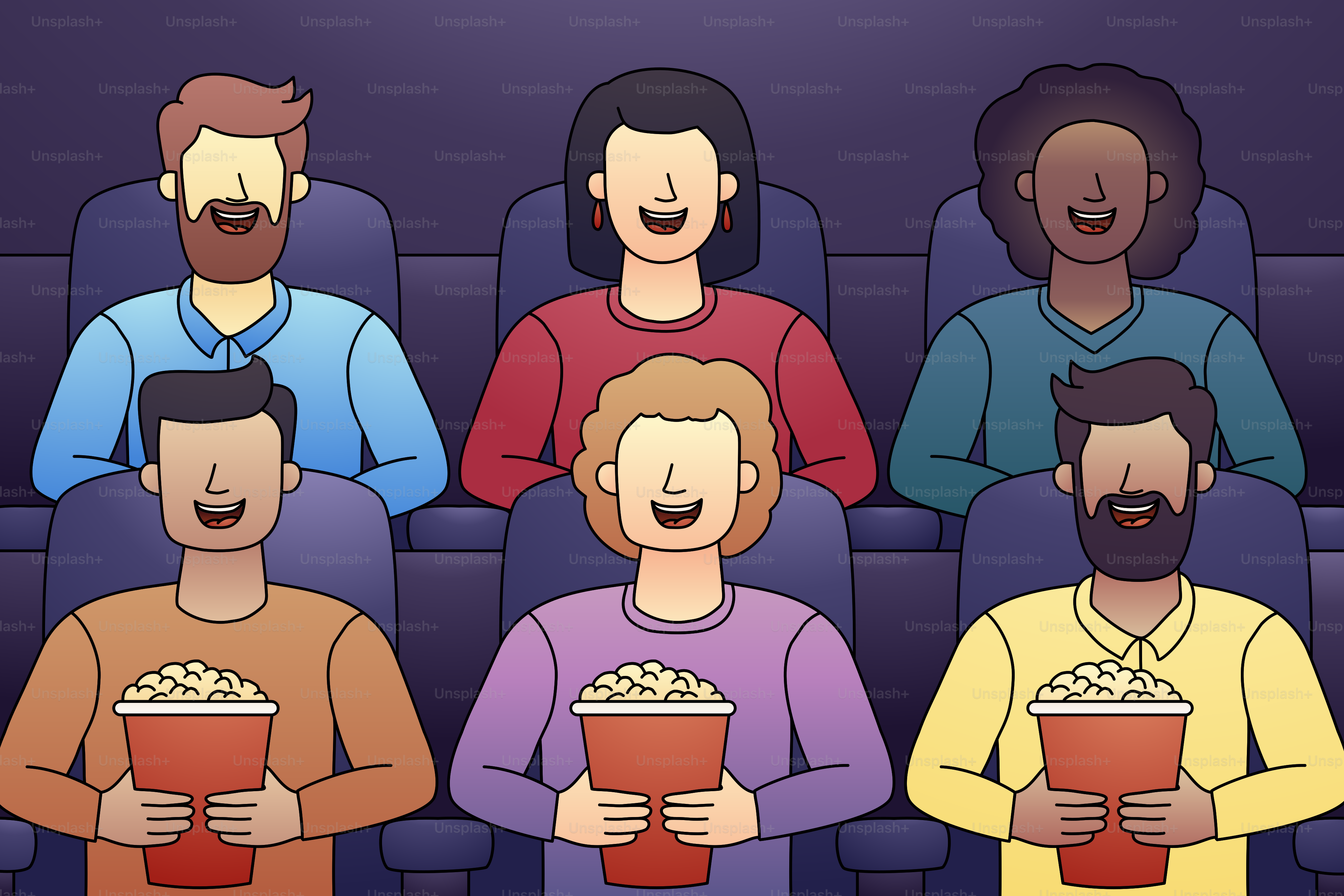 Eine Gruppe von Menschen, die in einem Kino sitzen