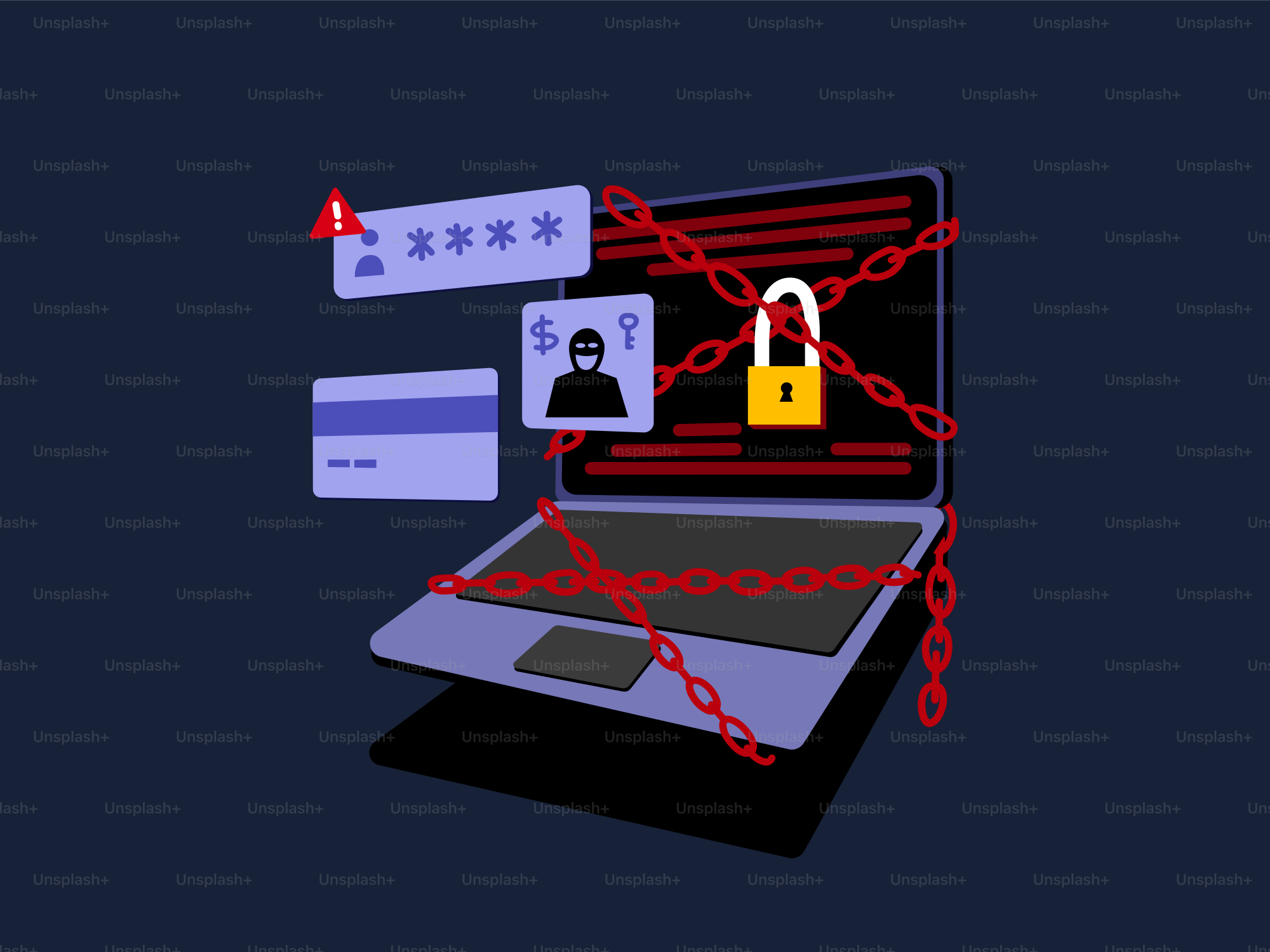 Um laptop com um cadeado em cima