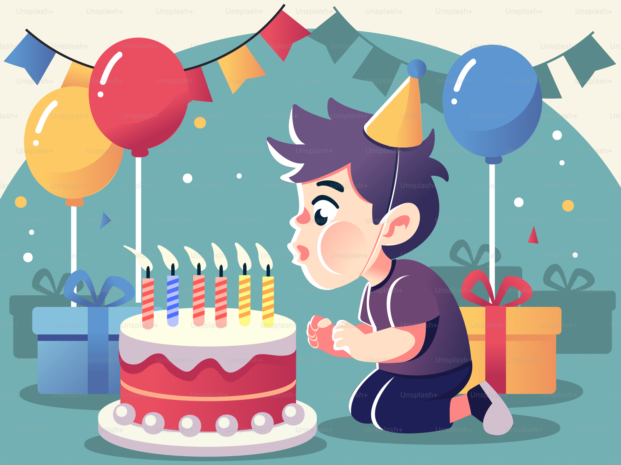 Un ragazzo che spegne le candeline su una torta di compleanno vettoriale –  Immagine di Compleanno su Unsplash, image size:3000x2250