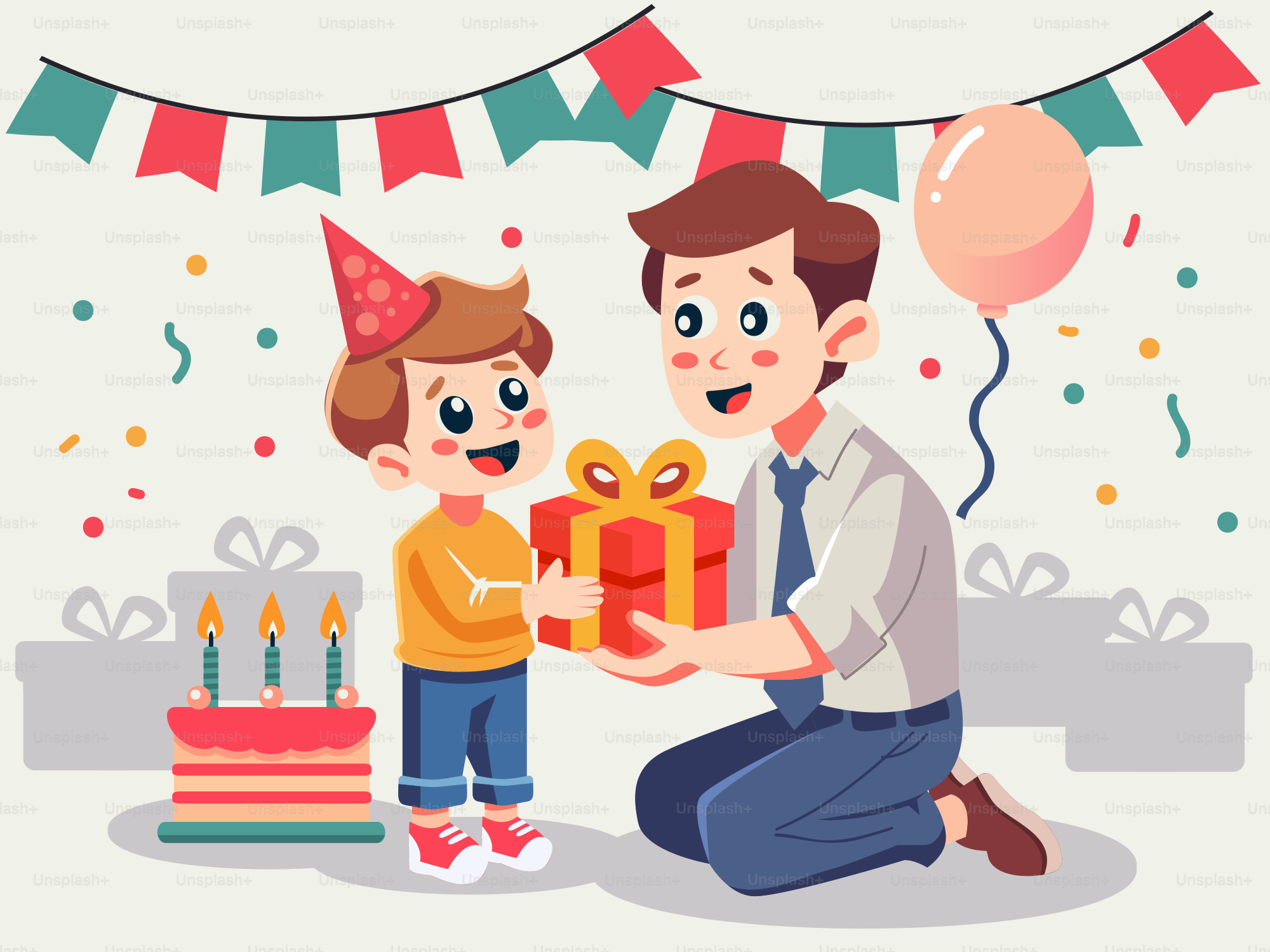 A father giving his son a birthday present