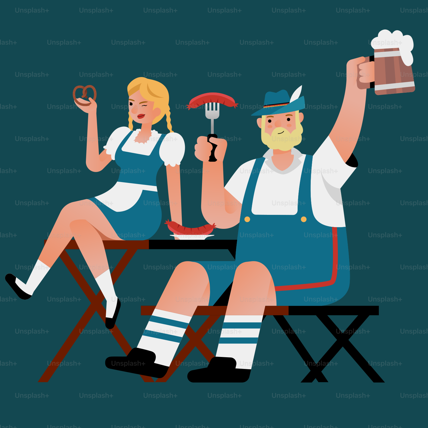 Un homme et une femme assis à une table avec une chope de bière