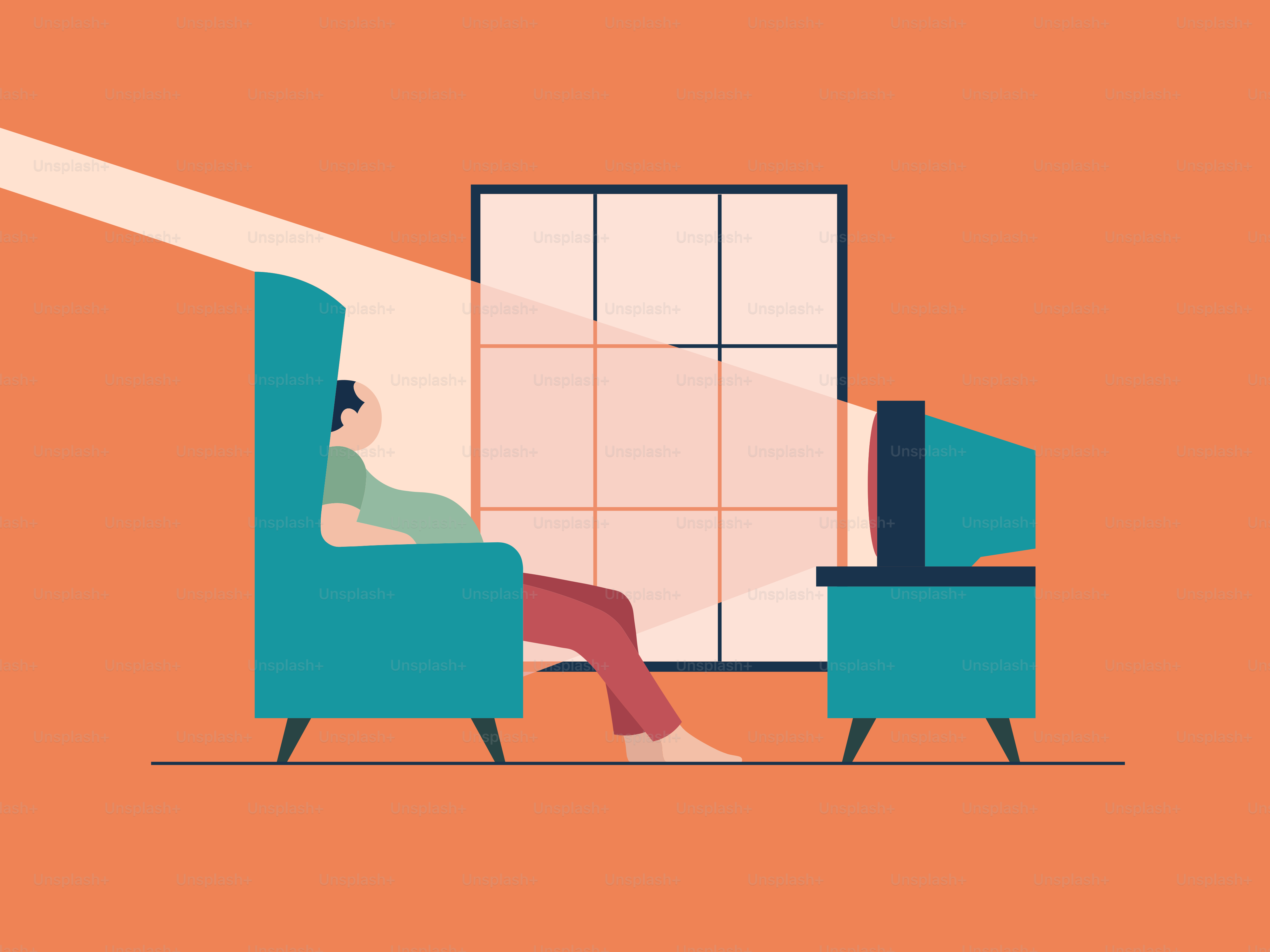 A man sitting in a chair watching TV