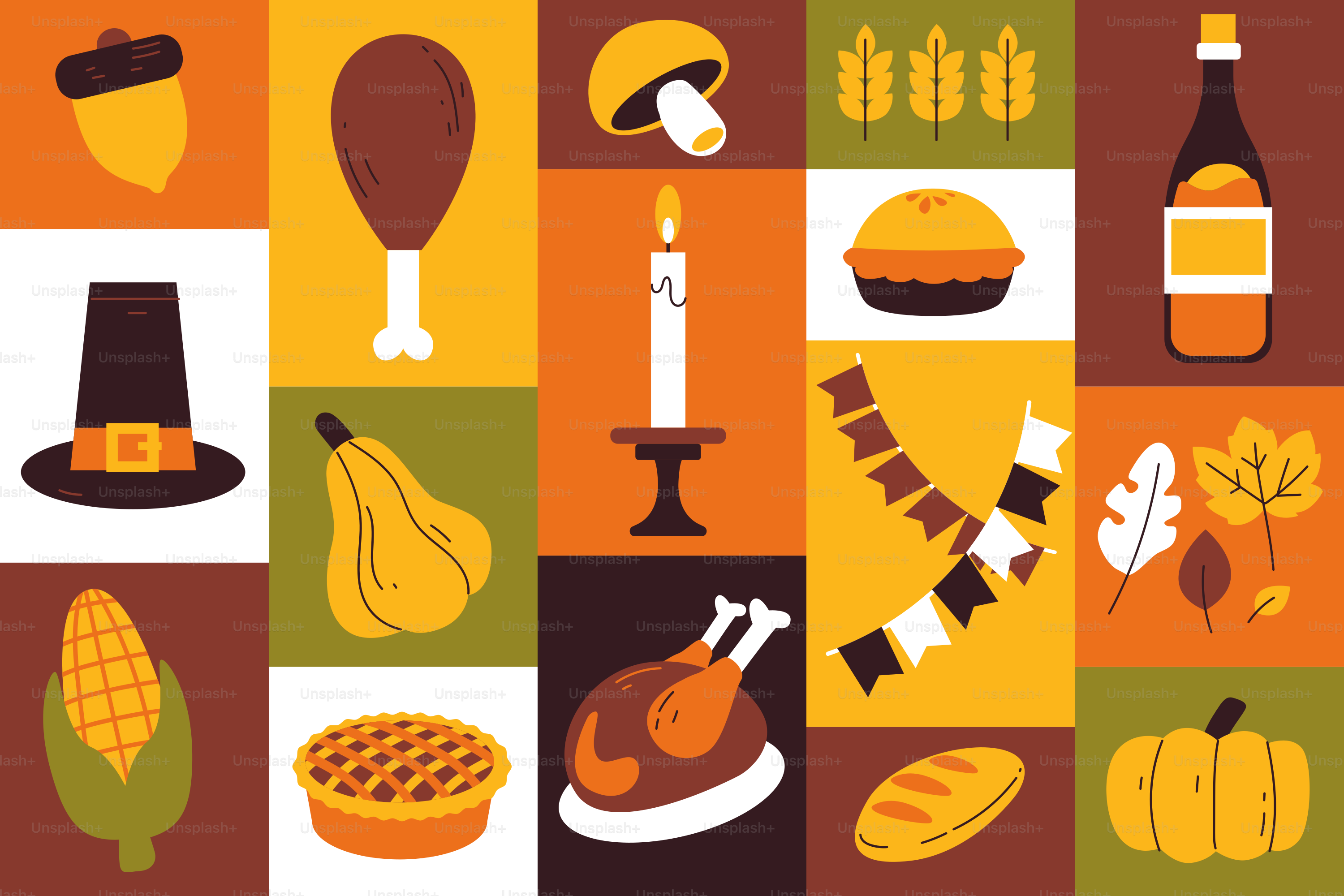 A picture of a bunch of thanksgiving items