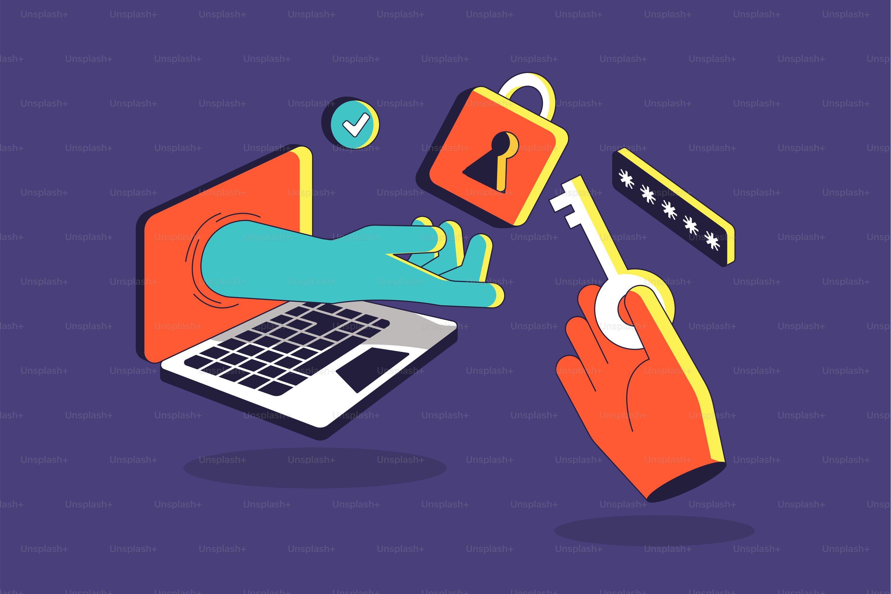 A hand holding a key to a laptop