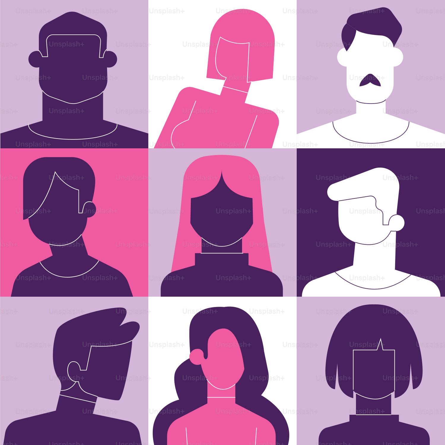 A group of people with different colored faces