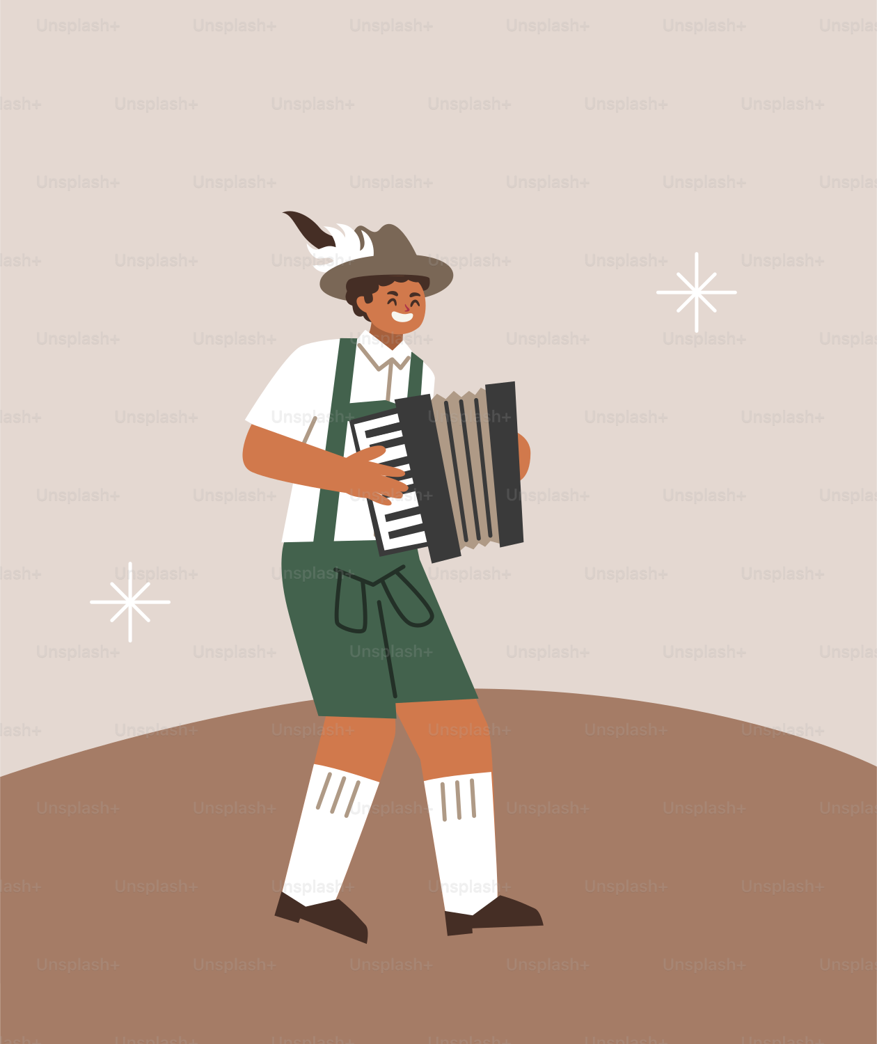 Un homme en tenue verte joue de l’accordéon