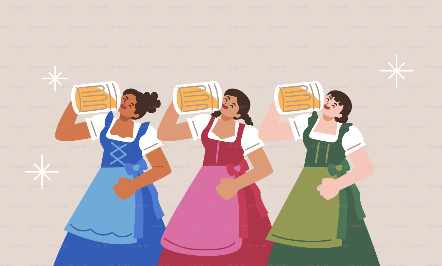 Un groupe de femmes portant des tabliers tenant des pancartes