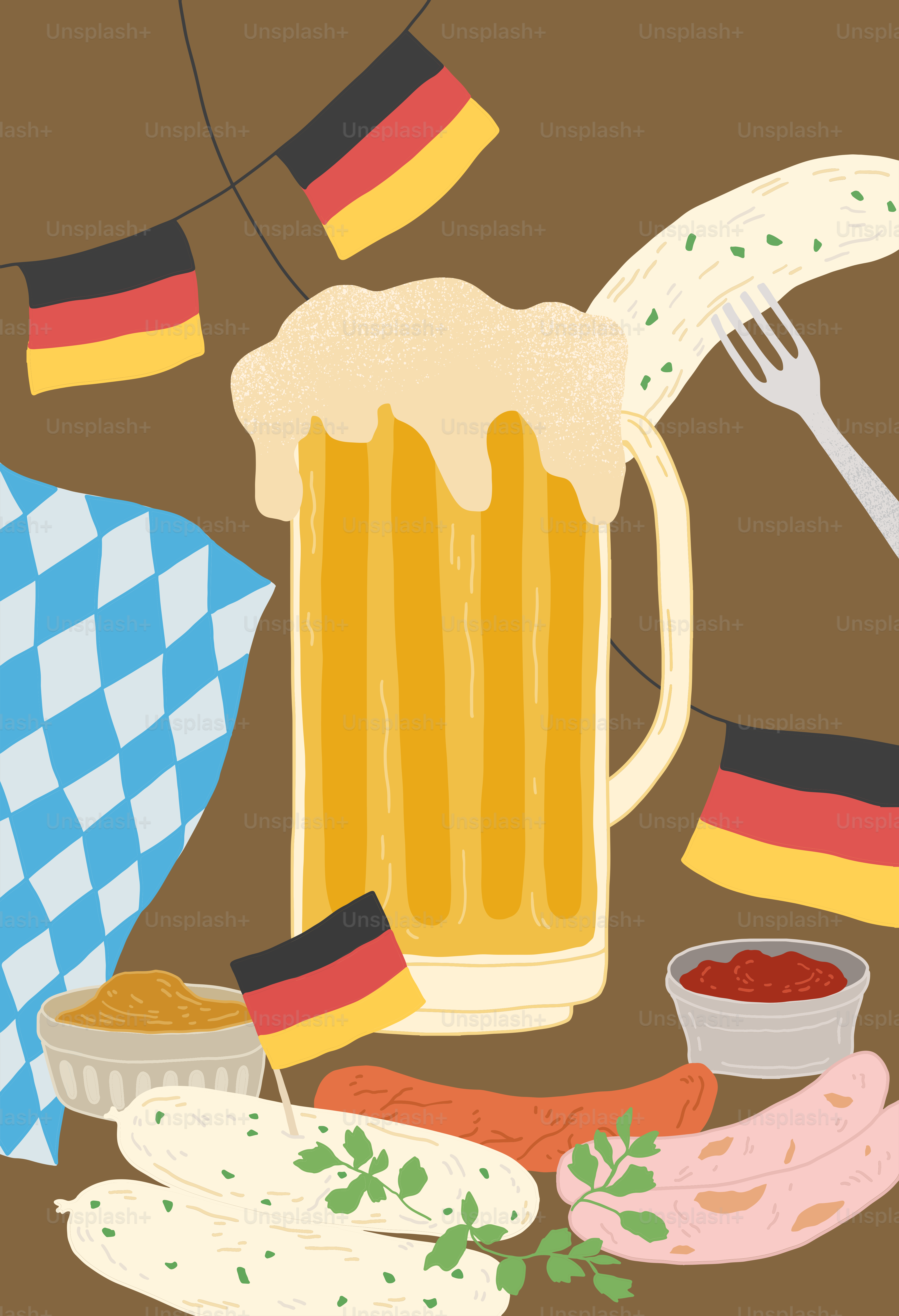 Ein Bild von einem Bier und etwas Essen