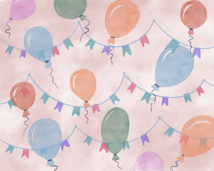 A bunch of balloons that are on a string