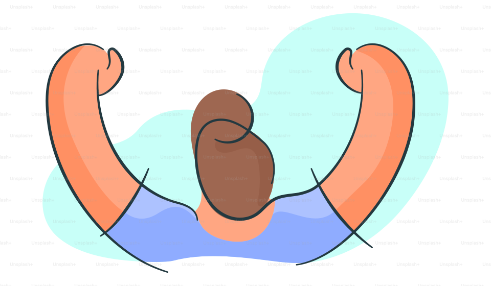 A cartoon of a person raising their arms
