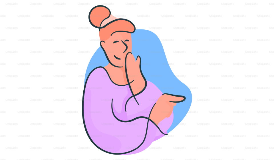 Un disegno di una donna con una coda di cavallo in testa