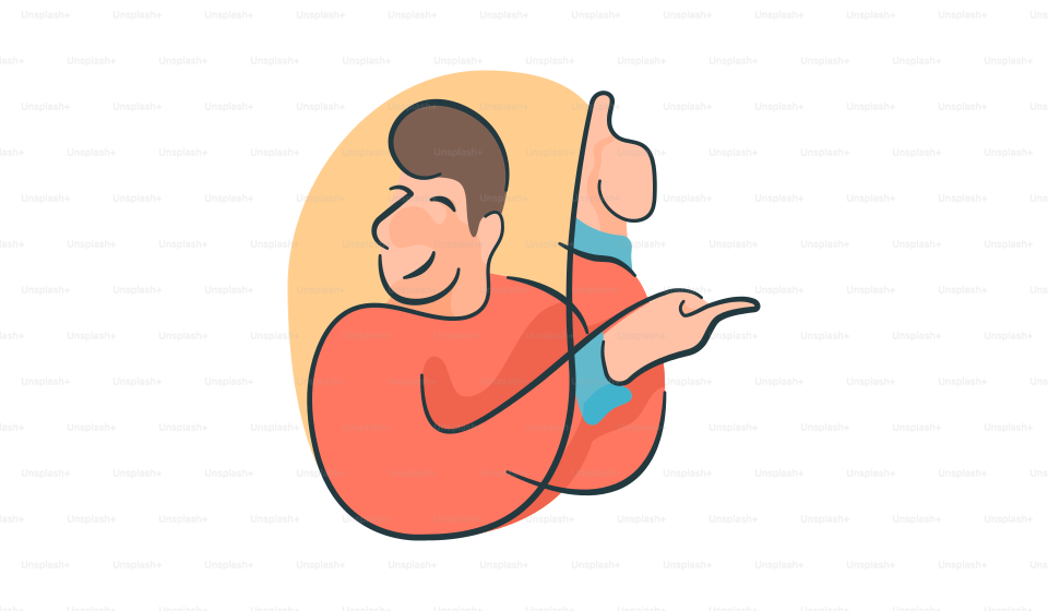 男が何かを指差している