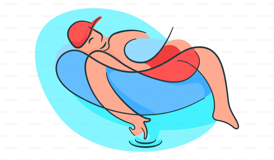 Ein Mann schwimmt mit einer Schwimmweste im Wasser