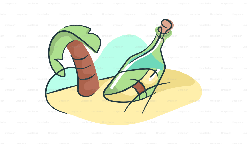 A drawing of a person laying on a beach