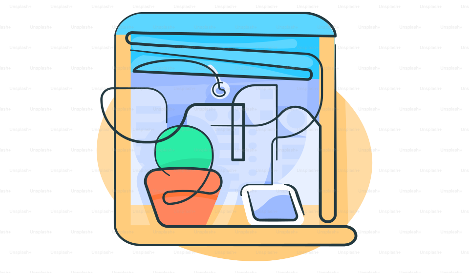 A drawing of a glass jar filled with items