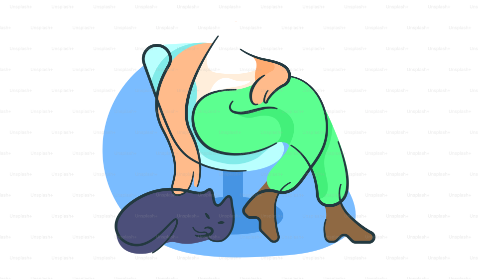 Una persona con los pies sobre un gato