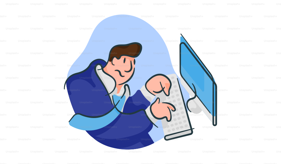 Ein Mann sitzt vor einem Computer