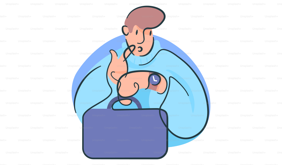 A man holding a briefcase with a finger up to his face