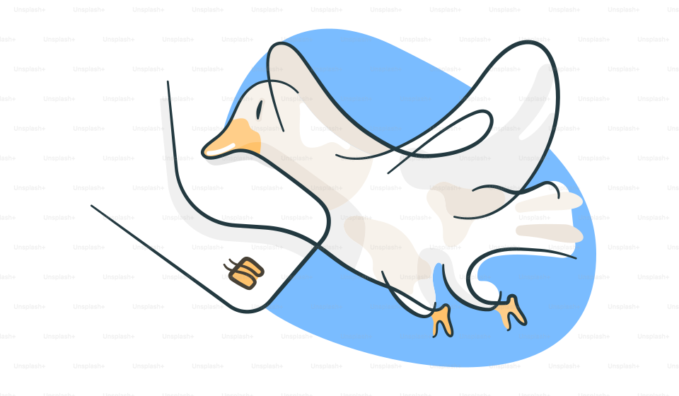 A drawing of a bird flying in the sky