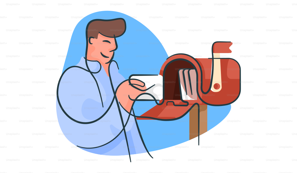 Un homme ouvre une boîte aux lettres avec une lettre dedans