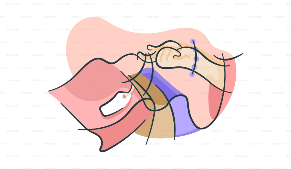 A drawing of a woman's lips and tongue
