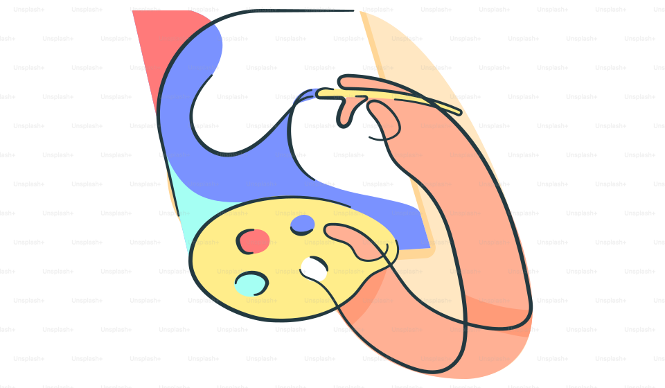 A drawing of a person holding a paintbrush