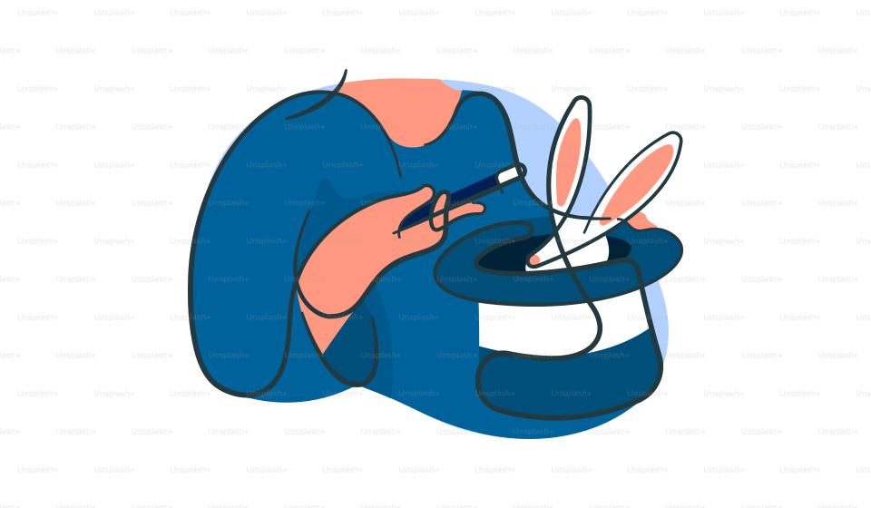 A person is holding a rabbit in a hat