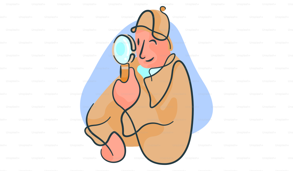 Un homme regarde à travers une loupe