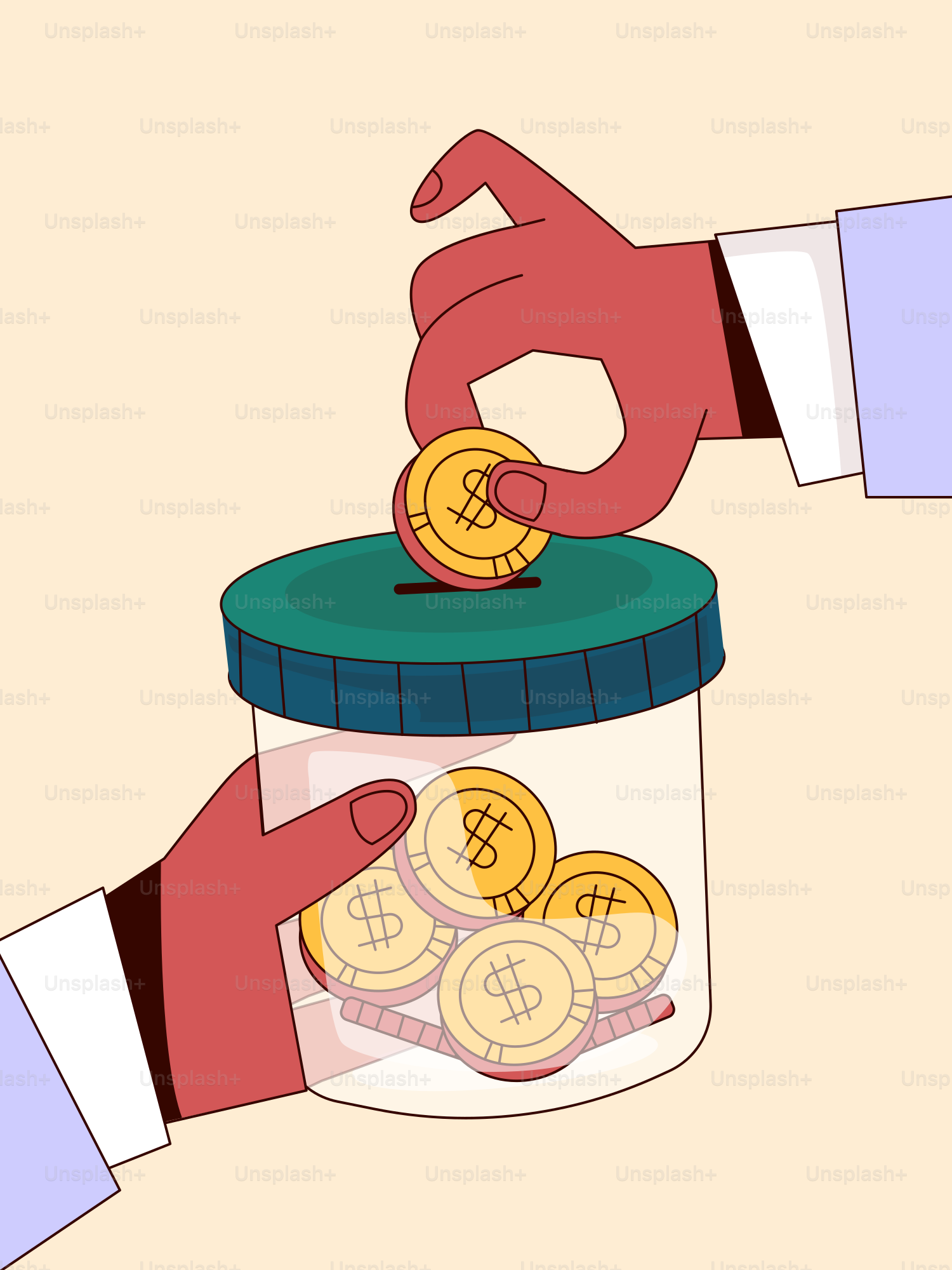 A person holding a jar filled with coins