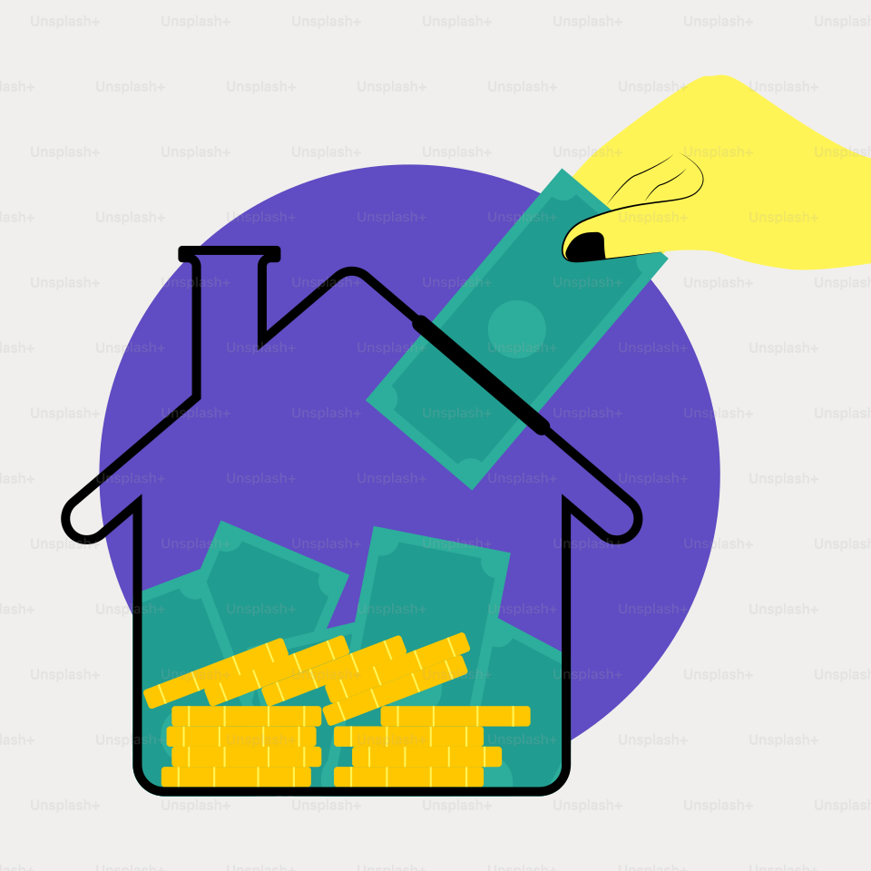 A house with money coming out of it