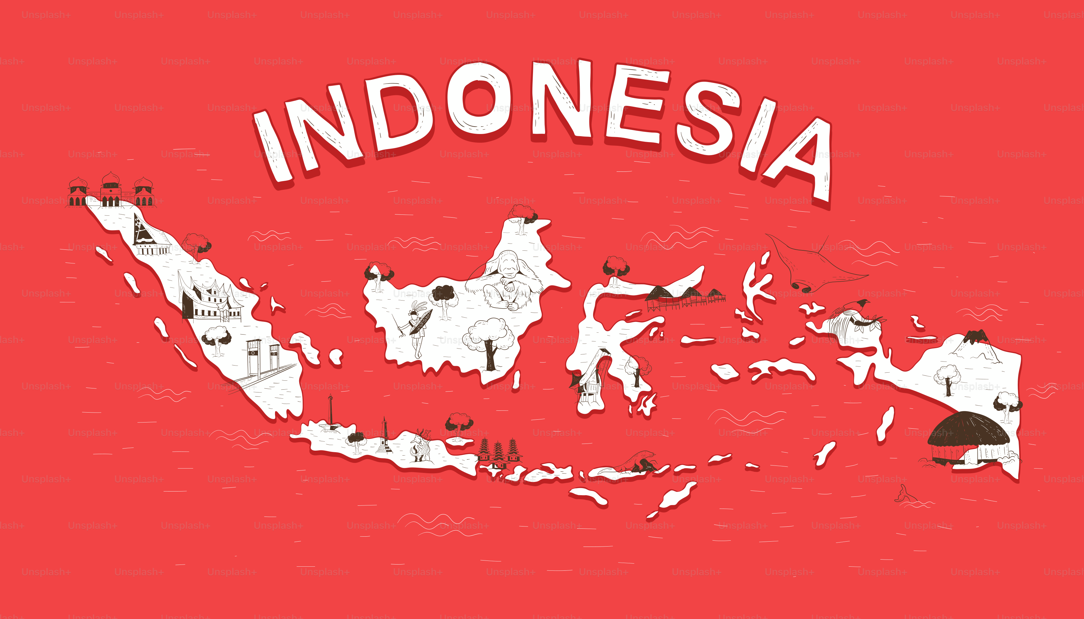 A map of the country of indonesia