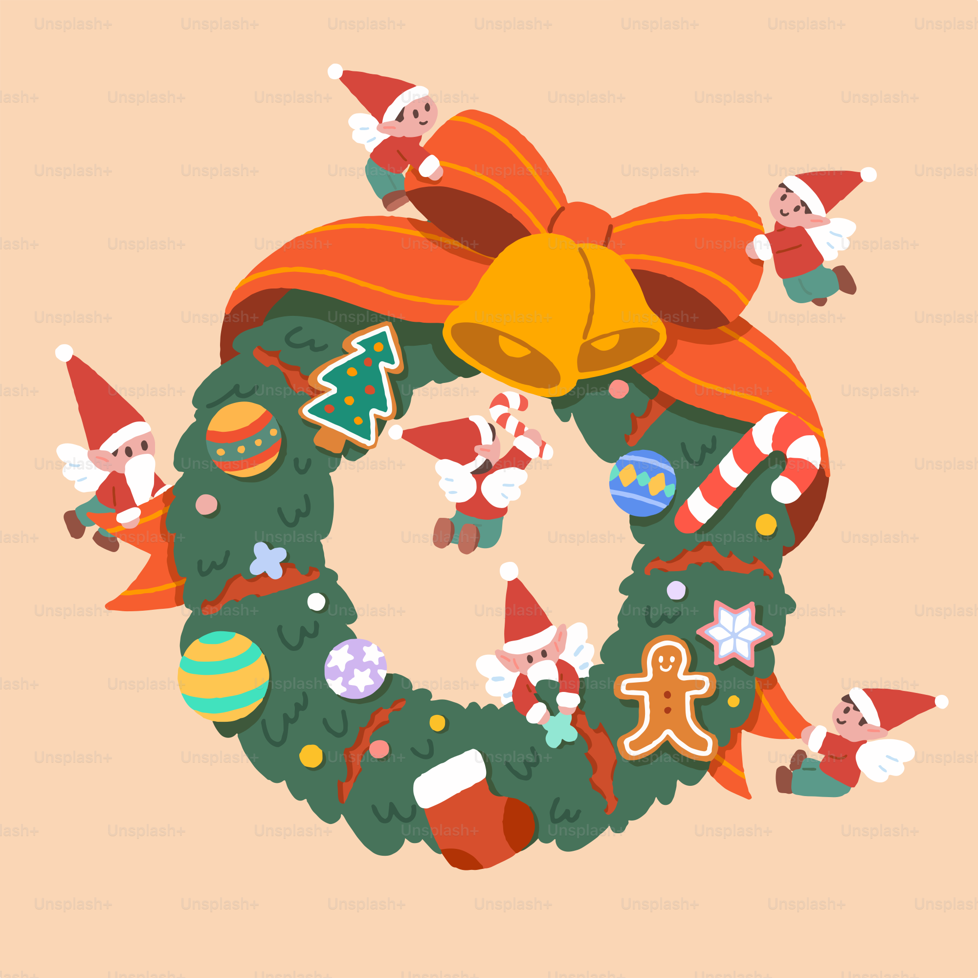 Una corona di Natale con un uccello sopra