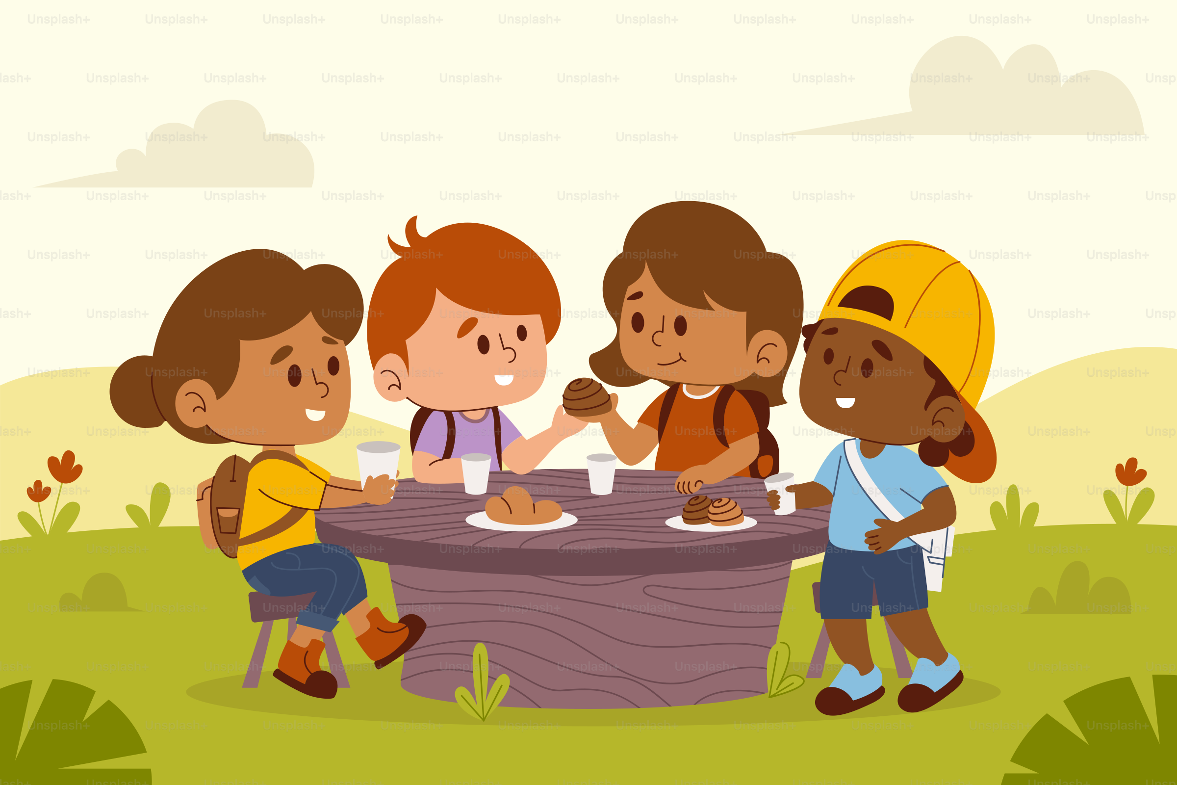 A group of children sitting around a table