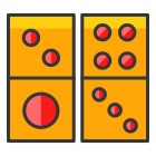 A picture of a yellow and red object on a white background