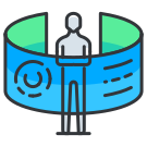 A man standing in front of a blue belt