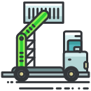 A drawing of a truck with a ladder