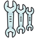 A set of wrenches on a white background