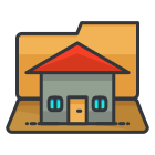 A laptop with a house on top of it