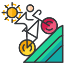 A person riding a bike down a hill