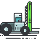 A truck with a crane on the back of it