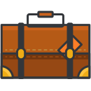 A brown suitcase with two handles and a handle