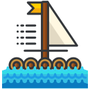 A boat floating on top of a body of water