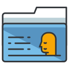 A folder with a picture of a man's head