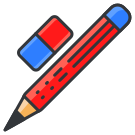 A pencil and eraser icon on a white background